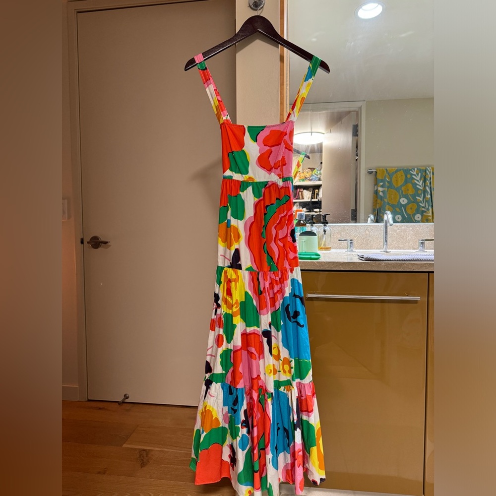 J Crew Tiered Maxi Dress in Ratti Jardin Floral Print with pockets  sz 2
